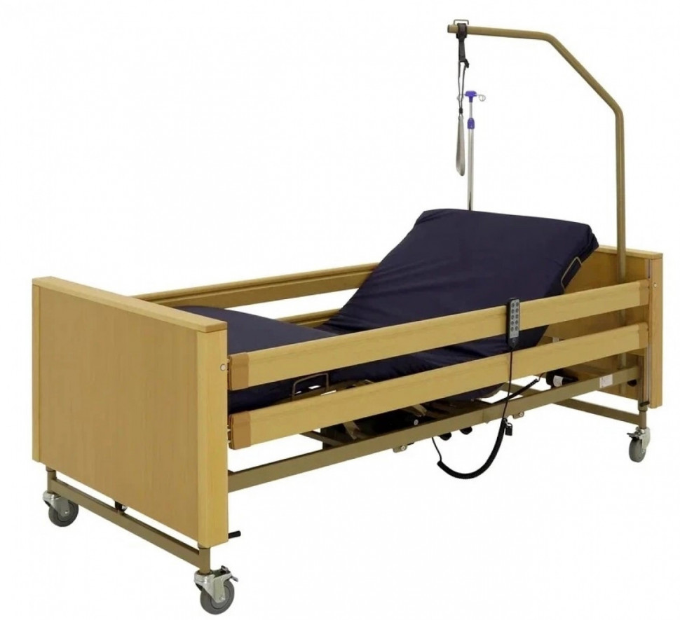 Кровать для лежачих больных с матрасом MED-MOS YG-1 (ЛДСП св.дер., метал. ламели)