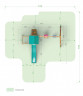 Детская площадка KD 1-1 с зеленой горкой и крышей, 1 качели лодочка + 1 качели кубельковые