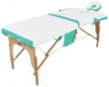 Стол массажный с деревянной рамой JF-AY01 2-секционный белый/бирюзовый